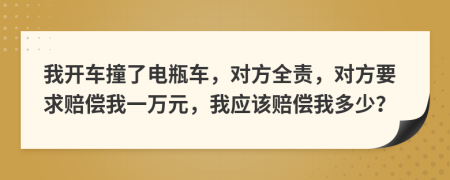 我開(kāi)車撞了電瓶車，對(duì)方全責(zé)，對(duì)方要求賠償我一萬(wàn)元，我應(yīng)該賠償我多少？