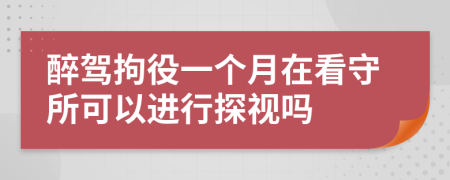 醉駕拘役一個(gè)月在看守所可以進(jìn)行探視嗎
