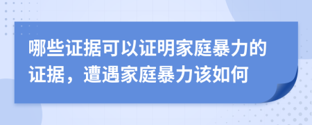 哪些證據(jù)可以證明家庭暴力的證據(jù)，遭遇家庭暴力該如何