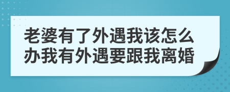 老婆有了外遇我該怎么辦我有外遇要跟我離婚