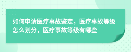 如何申請(qǐng)醫(yī)療事故鑒定，醫(yī)療事故等級(jí)怎么劃分，醫(yī)療事故等級(jí)有哪些