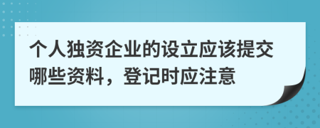 個人獨資企業(yè)的設立應該提交哪些資料，登記時應注意