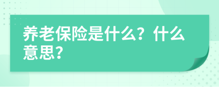 養(yǎng)老保險(xiǎn)是什么？什么意思？