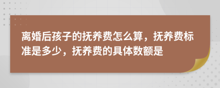 離婚后孩子的撫養(yǎng)費(fèi)怎么算，撫養(yǎng)費(fèi)標(biāo)準(zhǔn)是多少，撫養(yǎng)費(fèi)的具體數(shù)額是