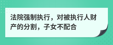 法院強(qiáng)制執(zhí)行，對(duì)被執(zhí)行人財(cái)產(chǎn)的分割，子女不配合