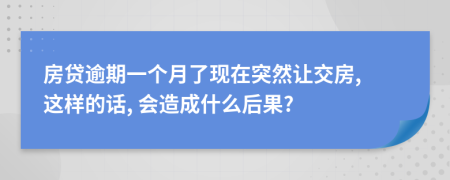 房貸逾期一個月了現(xiàn)在突然讓交房, 這樣的話, 會造成什么后果?
