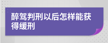 醉駕判刑以后怎樣能獲得緩刑