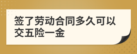 簽了勞動(dòng)合同多久可以交五險(xiǎn)一金