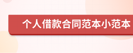 個(gè)人借款合同范本小范本