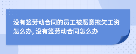 沒有簽勞動合同的員工被惡意拖欠工資怎么辦, 沒有簽勞動合同怎么辦