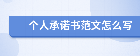 個人承諾書范文怎么寫