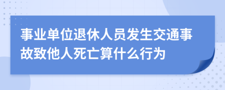 事業(yè)單位退休人員發(fā)生交通事故致他人死亡算什么行為