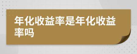 年化收益率是年化收益率嗎