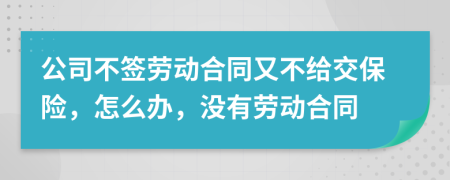 公司不簽勞動合同又不給交保險，怎么辦，沒有勞動合同