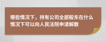 哪些情況下，持有公司全部股東在什么情況下可以向人民法院申請解散