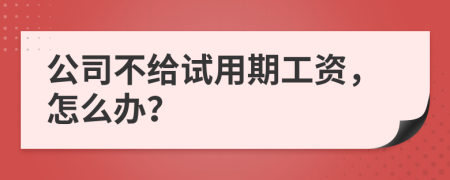 公司不給試用期工資，怎么辦？