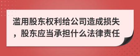 濫用股東權(quán)利給公司造成損失，股東應(yīng)當(dāng)承擔(dān)什么法律責(zé)任