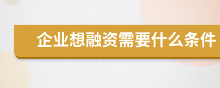 企業(yè)想融資需要什么條件