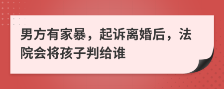 男方有家暴，起訴離婚后，法院會將孩子判給誰