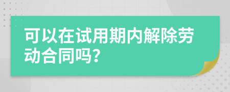 可以在試用期內(nèi)解除勞動(dòng)合同嗎？