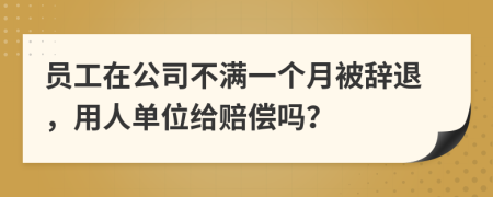 員工在公司不滿一個月被辭退，用人單位給賠償嗎？