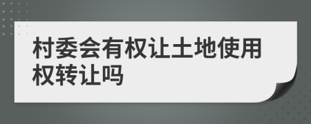 村委會(huì)有權(quán)讓土地使用權(quán)轉(zhuǎn)讓嗎