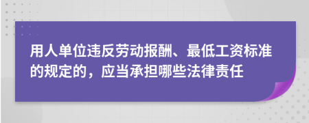 用人單位違反勞動報酬、最低工資標(biāo)準(zhǔn)的規(guī)定的，應(yīng)當(dāng)承擔(dān)哪些法律責(zé)任