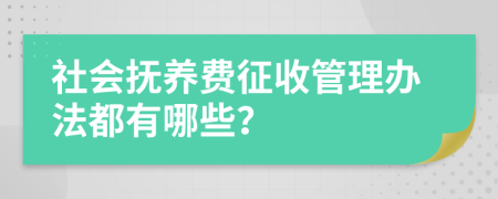 社會(huì)撫養(yǎng)費(fèi)征收管理辦法都有哪些？
