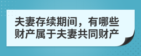 夫妻存續(xù)期間，有哪些財產(chǎn)屬于夫妻共同財產(chǎn)