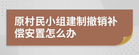 原村民小組建制撤銷補償安置怎么辦
