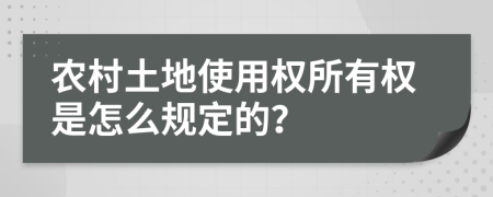 農(nóng)村土地使用權(quán)所有權(quán)是怎么規(guī)定的？