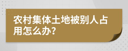 農(nóng)村集體土地被別人占用怎么辦？