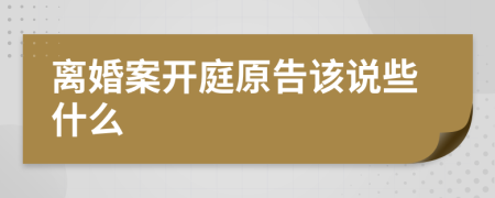離婚案開(kāi)庭原告該說(shuō)些什么