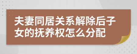 夫妻同居關(guān)系解除后子女的撫養(yǎng)權(quán)怎么分配