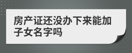 房產(chǎn)證還沒辦下來能加子女名字嗎