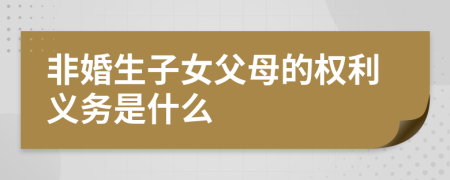 非婚生子女父母的權(quán)利義務(wù)是什么