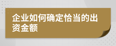 企業(yè)如何確定恰當(dāng)?shù)某鲑Y金額