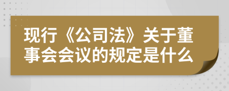 現(xiàn)行《公司法》關(guān)于董事會(huì)會(huì)議的規(guī)定是什么