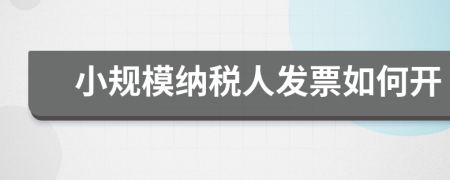 小規(guī)模納稅人發(fā)票如何開