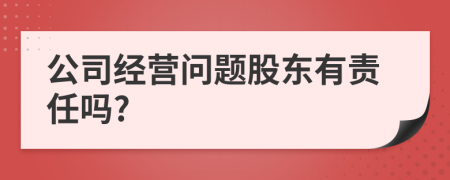 公司經(jīng)營問題股東有責任嗎?