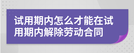試用期內怎么才能在試用期內解除勞動合同