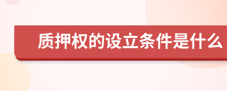 質(zhì)押權(quán)的設立條件是什么