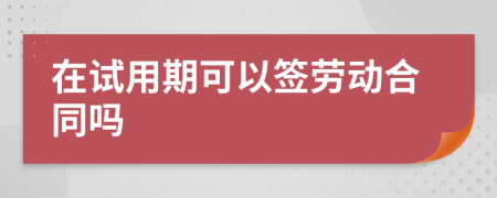 在試用期可以簽勞動(dòng)合同嗎