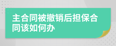 主合同被撤銷(xiāo)后擔(dān)保合同該如何辦