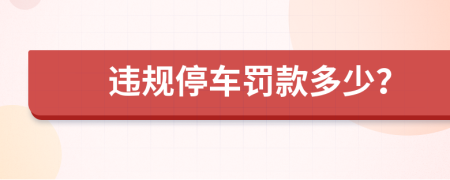 違規(guī)停車罰款多少？
