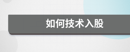 如何技術(shù)入股