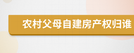 農(nóng)村父母自建房產(chǎn)權(quán)歸誰