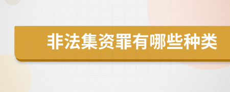 非法集資罪有哪些種類