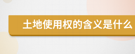 土地使用權的含義是什么
