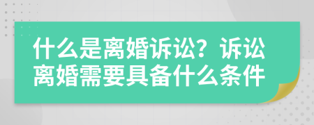 什么是離婚訴訟？訴訟離婚需要具備什么條件
